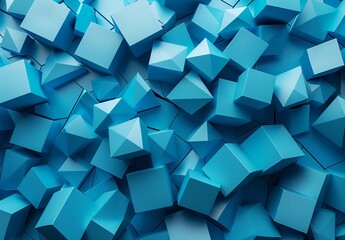 Sticker - An array of blue geometric cubes creating a visually stimulating abstract pattern that exemplifies modern digital art