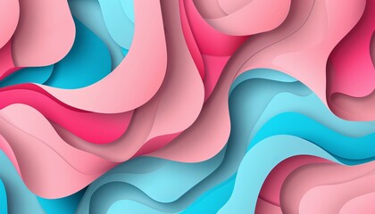 Sticker - A dynamic digital illustration portraying an interplay of pink and blue waves in a fluid abstract pattern