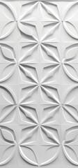 Canvas Print - A seamless 3D geometric pattern with a leaf-like design, presented in a monochromatic scheme