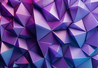 Canvas Print - A digital 3D rendering of a geometric backdrop with a vivid purple color palette and polygonal shapes