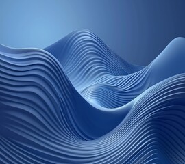 Poster - A calming and smooth abstract blue wave pattern design depicted in a minimalist and modern artistic style