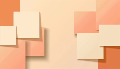 Poster - A minimalist geometric pattern featuring beige colored squares with gradient shadows in an abstract arrangement