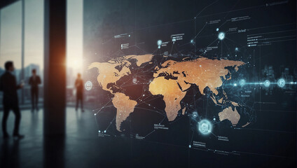 generative ai, worldwide business, information exchange, digital world map human resources, job vaca