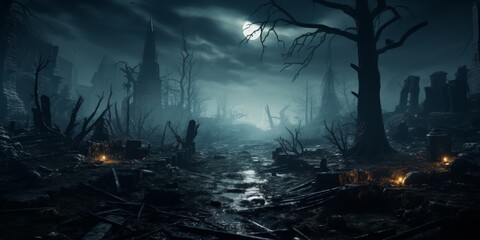 Poster - Haunting post-apocalyptic landscape with dark atmosphere