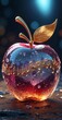 © Naveed - high quality, 8K Ultra HD, lots of musical note symbols inside an apple made of crystal, by yukisakura, high detailed,