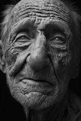 Poster - Close-up portrait of an elderly man with weathered, wrinkled face