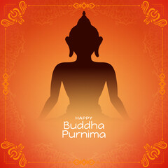 Sticker - Happy Buddha Purnima Indian festival traditional background