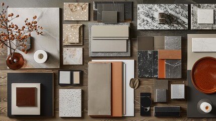 Wall Mural - Mood boards designed for architect styling and material selection.