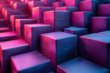 Wall Mural - stunning visual of seamlessly arranged cubes with a smooth transition from pink to blue hues