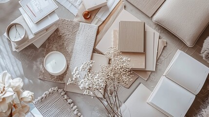 Mood boards designed for architect styling and material selection.