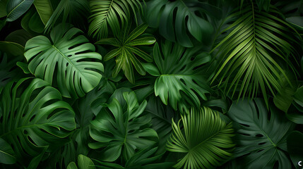  A lush green jungle with many leaves and vines