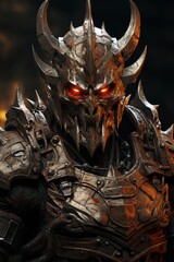 Wall Mural - Menacing demonic fantasy warrior armor with glowing eyes