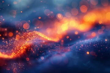Wall Mural - an abstract representation of undulating waves of light creating an illusion of a fiery landscape in