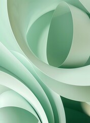 Wall Mural - A digitally-created image showcasing soft green waves giving a serene paper-like texture