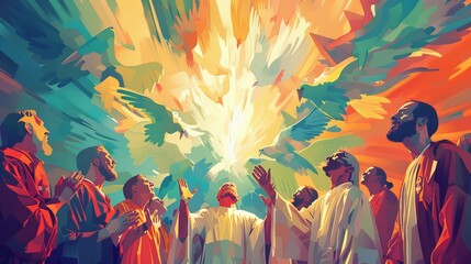 Wall Mural - Clean design of the Christian Pentecost