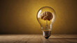 © White_Us - Generative AI, brain inside light bulb on background symbol of creativity, innovation, power of the human mind