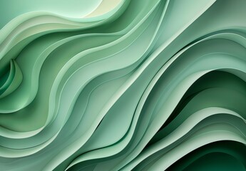 Sticker - An artistic depiction of flowing green waves with a sense of natural elegance and tranquility