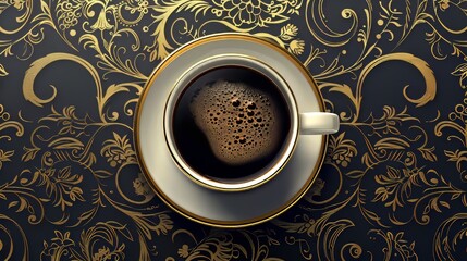 Wall Mural - Elegant coffee poster with sophisticated motifs and intricate details for a refined and luxurious aesthetic