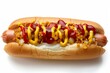 Indulge in a succulent hotdog nestled in a pillowy bun, adorned with tangy ketchup, zesty mustard, and crispy onions. National hotdog day, 18 july