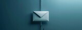 Fototapeta Motyle - A fishing hook with an envelope icon hanging from it on a blue background. symbolizes cyber piracy and the harvesting of personal data through email phishing online or on the internet.