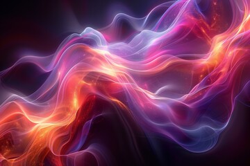 Wall Mural - this image showcases a dynamic abstract wave pattern with a cosmic touch, rich in colors and digital