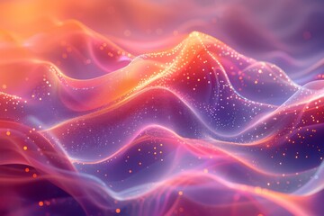 Wall Mural - an artistic representation with vibrant colors and glittering particles in wavy motion across the im