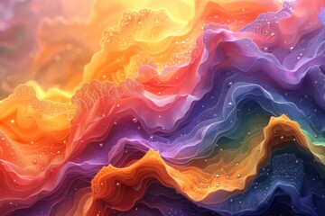 Wall Mural - this image features a stunning display of multicolored waves with a sparkling texture, resembling a 