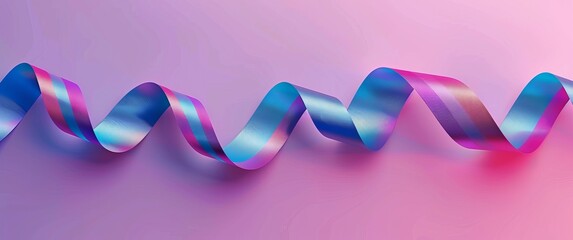 Sticker - A smooth wavy ribbon with gradients of blue and pink on a soft pink background creating a gentle and calming visual