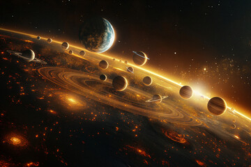 Wall Mural - surreal solar system: a celestial canvas of wonders and imagination. generative ai