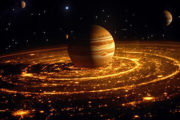 Wall Mural - surreal solar system: a celestial canvas of wonders and imagination. generative ai