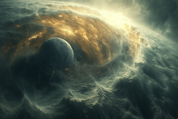 Wall Mural - surreal solar system: a celestial canvas of wonders and imagination. generative ai