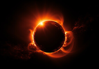 Wall Mural - Solar eclipse between the sun and the moon