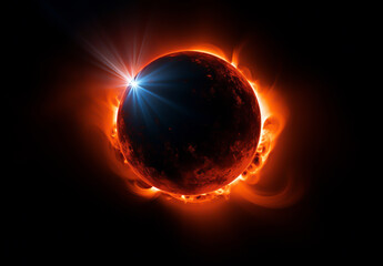 Wall Mural - Solar eclipse between the sun and the moon