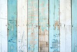 Fototapeta  - Rustic, weathered wooden boards with peeling light blue paint, showcasing a variety of textures and patterns, ideal for backgrounds or design elements in vintage or shabby chic aesthetics