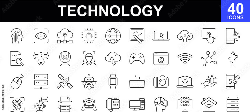 Activity Icon Technology Technology icon set. Contains such icons as ai, robotics, cloud ...