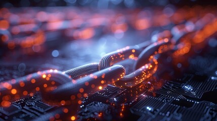 Digital blockchain concept with glowing connections