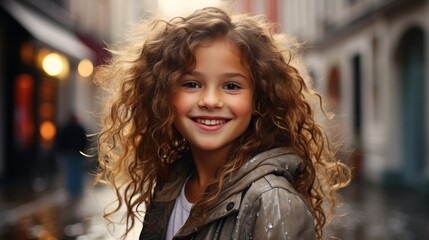 Canvas Print - smiling girl with curly hair