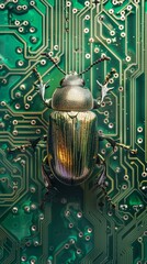 Poster - Futuristic beetle on circuit board