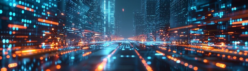 the city of the future with flying cars and holographic advertisements.