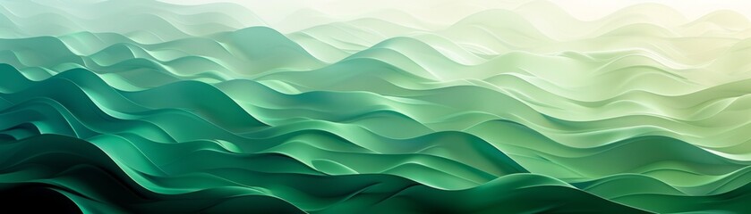 Wall Mural - The image is an abstract painting of teal and green waves. It is a very calming and serene image.