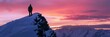 © Maelgoa - Silhouette against sunset perched snowy peak witnessing colors twilight