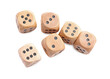 © New Africa - Many wooden game dices isolated on white, above view
