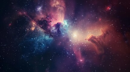 Wall Mural - aweinspiring nebula explosion with twinkling galaxies in deep outer space colorful cosmic scene