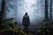 © pictures_for_you - Homeless woman in the foggy forest.
