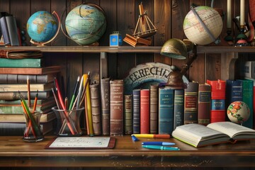 Aufkleber - A bookshelf filled to the brim with a multitude of books of various sizes and colors, creating a vibrant and diverse display of literature. Generative AI
