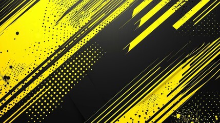 Wall Mural - energetic yellow and black diagonal lines with stylish dot pattern abstract background