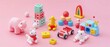 © JK_kyoto - A kawaii isometric toy set, inviting joy and play with adorable designs, model isolated on solid color background