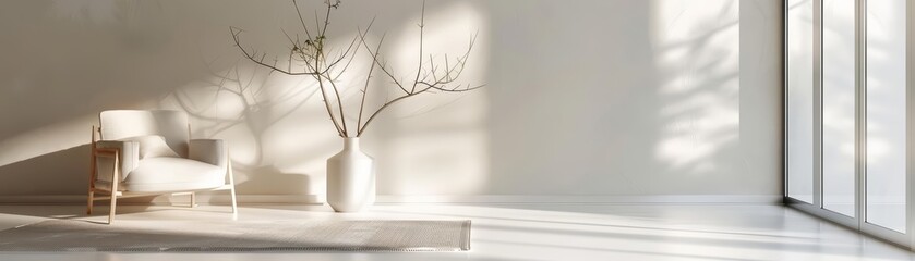 Explore minimalist interior design, perfectly captured in a banner that simplifies elegance for home decor enthusiasts