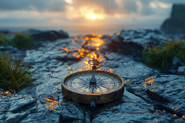 Wall Mural - following the compass of the heart, where dreams lead to unexplored horizons. generative ai.