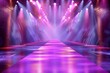 © top images - A runway with purple lights and a purple floor. Fashion show catwalk or podium stage